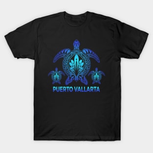 Vintage Puerto Vallarta Mexico Ocean Blue Sea Turtle Souvenirs T-Shirt